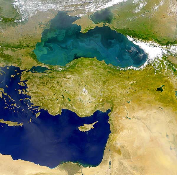 Фотография из космоса Черного и Средиземного морей. Турция, Крит, Ближний Восток, Израиль - фото из космоса